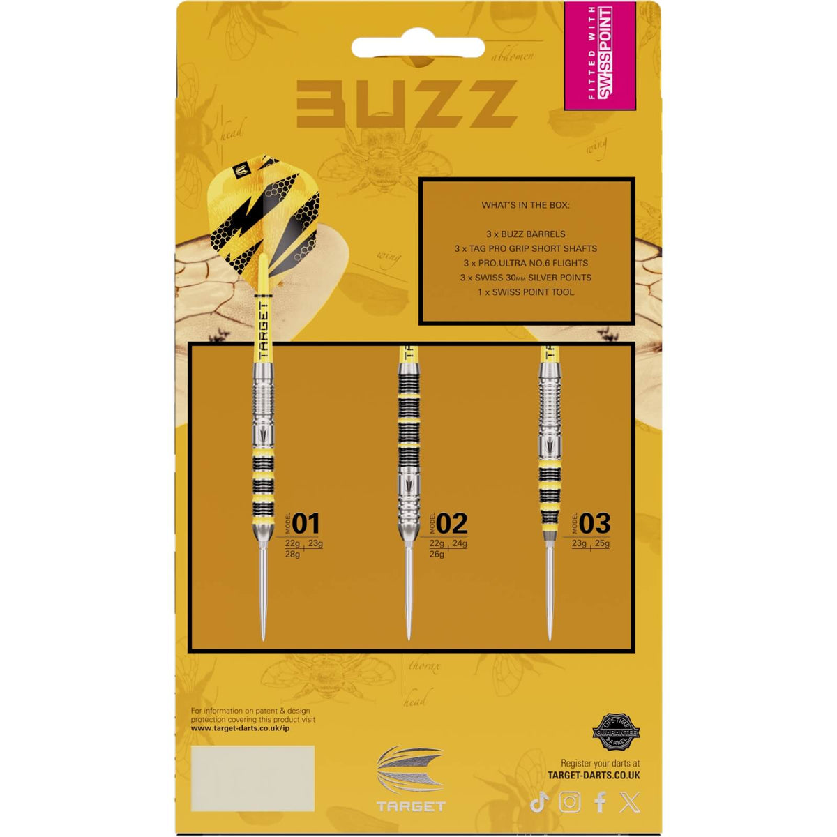 Target - Buzz 01 Darts - Swiss Point - 90% Tungsten - 22g 23g 28g