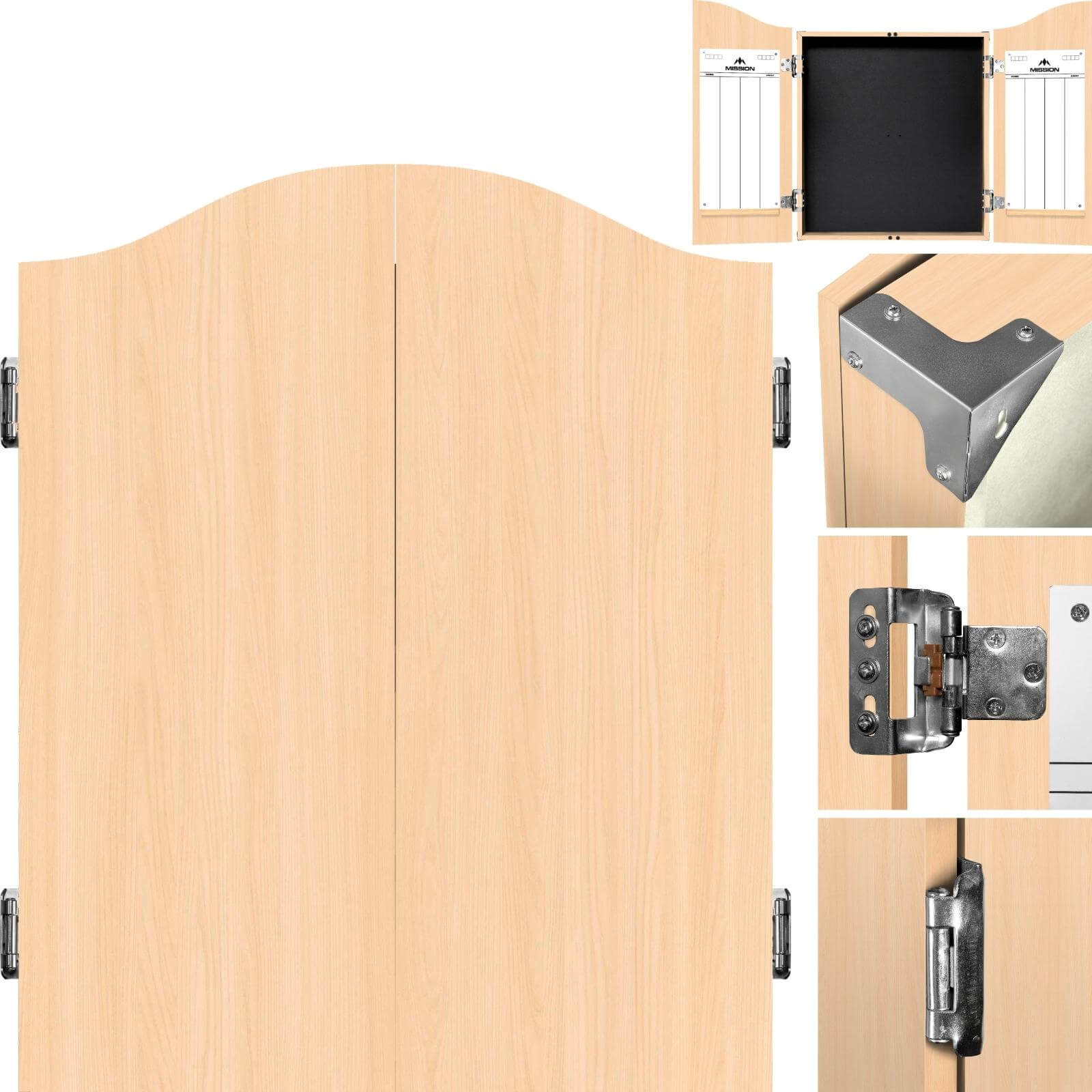 Dartboard Accessories - Mission - Dartboard Cabinet - Deluxe Quality - Light Oak 