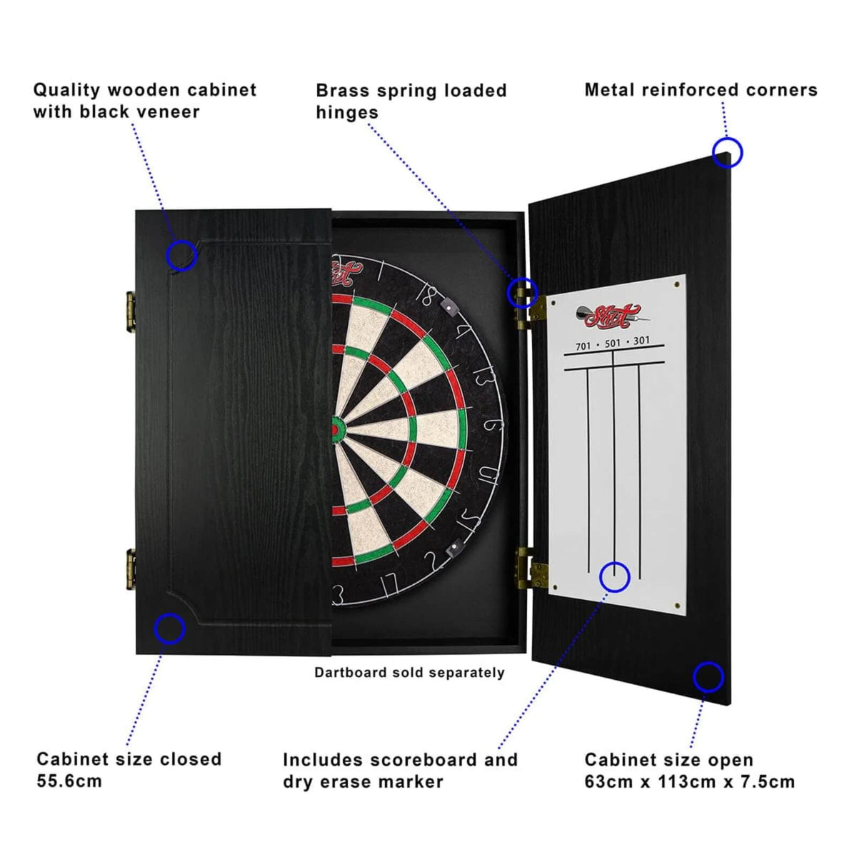 Dartboard Accessories - Shot - Quantum Wooden Dartboard Cabinet