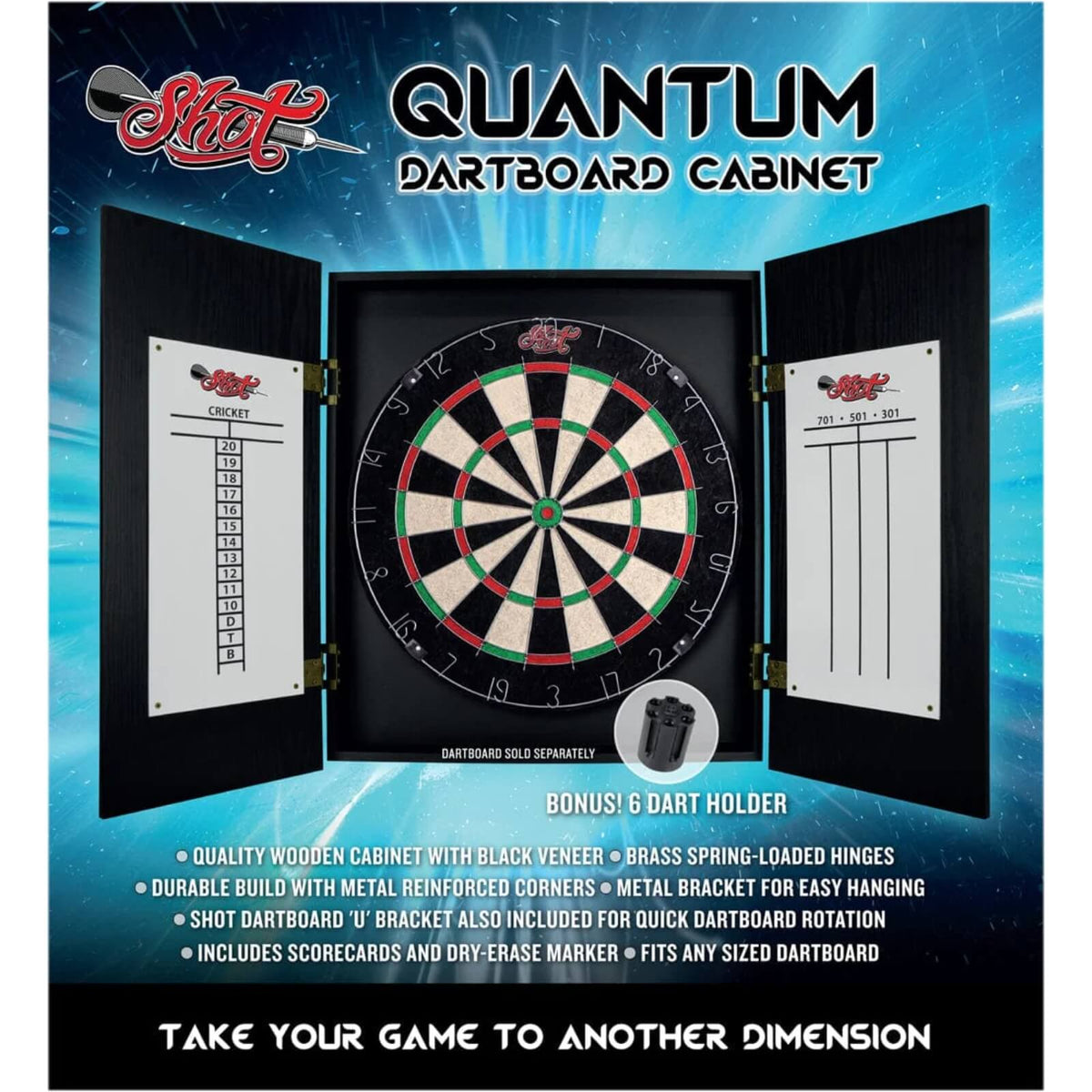 Dartboard Accessories - Shot - Quantum Wooden Dartboard Cabinet