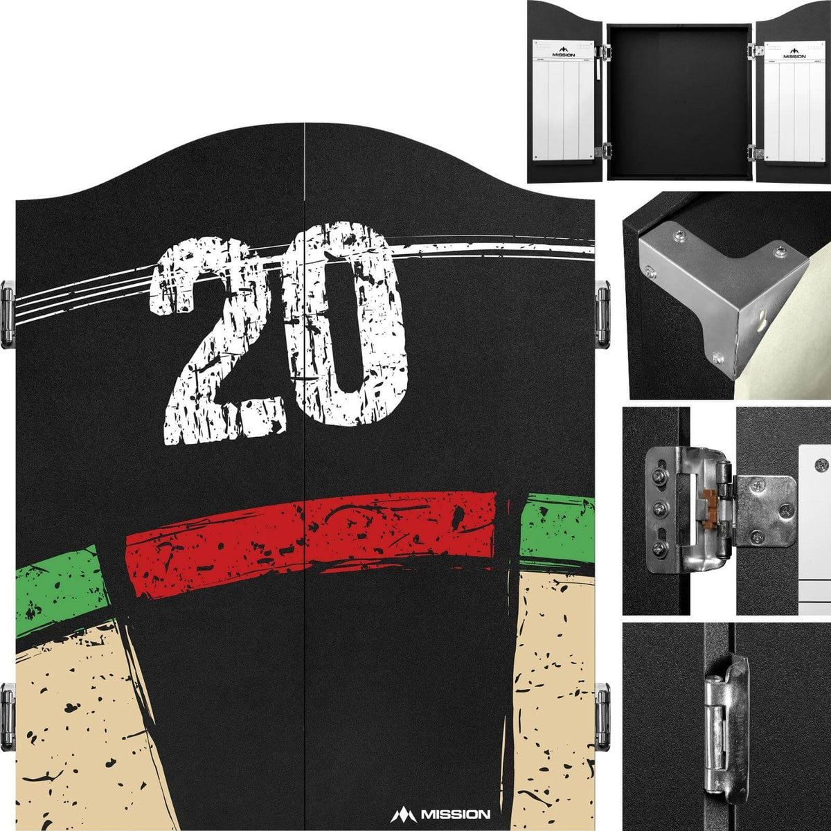 Cabinets &amp; Dartboards - Mission - Double Top Dartboard Cabinet &amp; Dartboard Bundle - Choose Your Board 