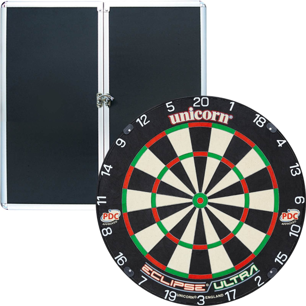 Cabinets &amp; Dartboards - Formula Sports - Aluminium Dartboard Cabinet &amp; Dartboard Bundle - Choose Your Board Unicorn - Eclipse Ultra