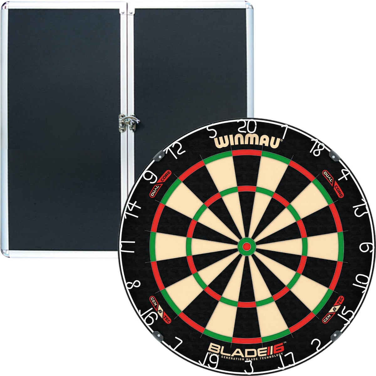 Cabinets &amp; Dartboards - Formula Sports - Aluminium Dartboard Cabinet &amp; Dartboard Bundle - Choose Your Board Winmau - Blade 6 Dual Core