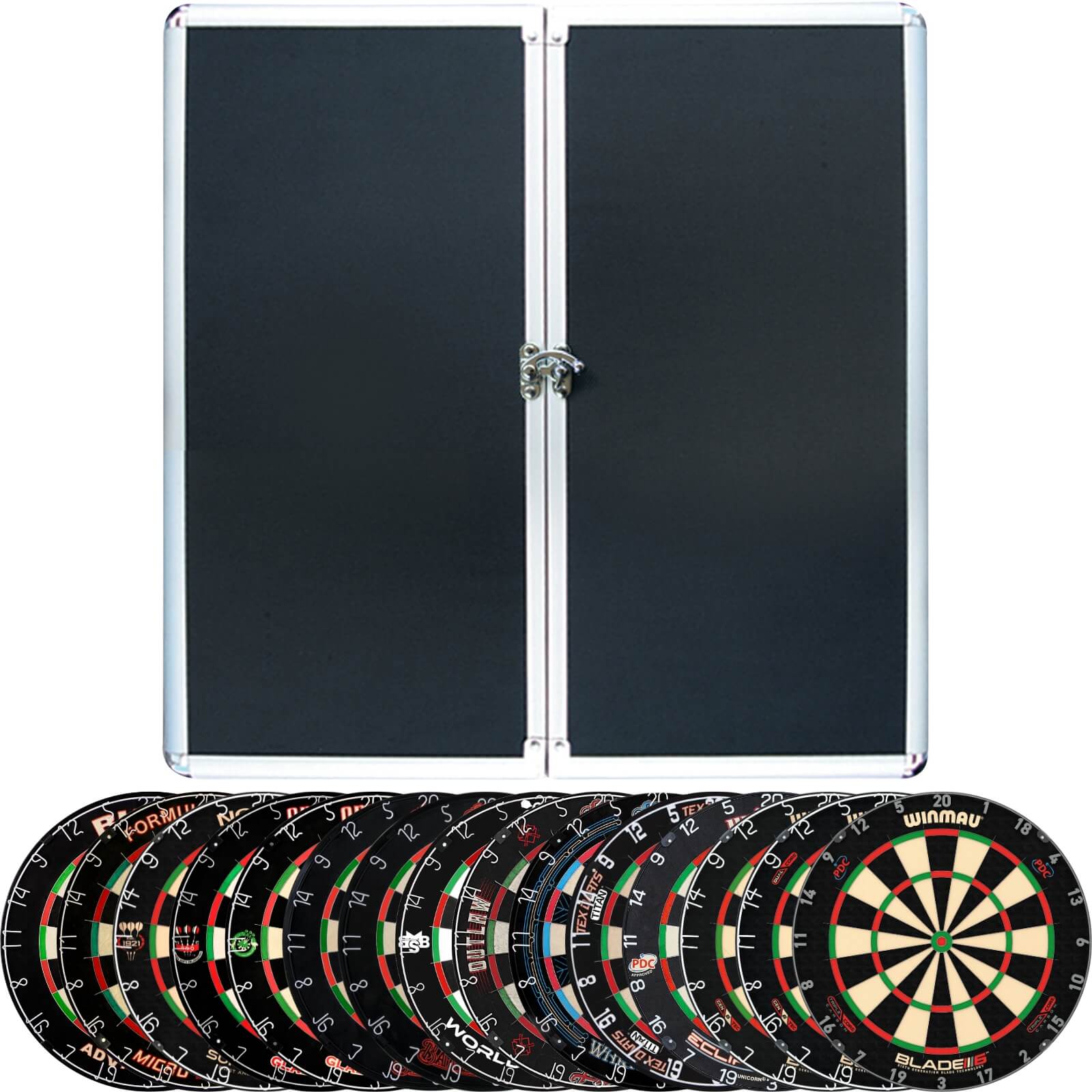 Cabinets & Dartboards - Formula Sports - Aluminium Dartboard Cabinet & Dartboard Bundle - Choose Your Board 