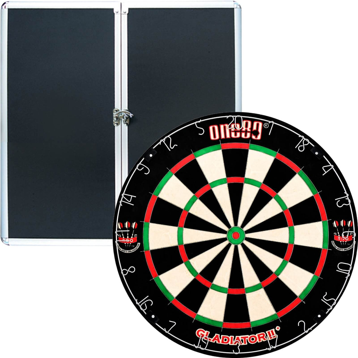 Cabinets &amp; Dartboards - Formula Sports - Aluminium Dartboard Cabinet &amp; Dartboard Bundle - Choose Your Board One80 - Gladiator 2+