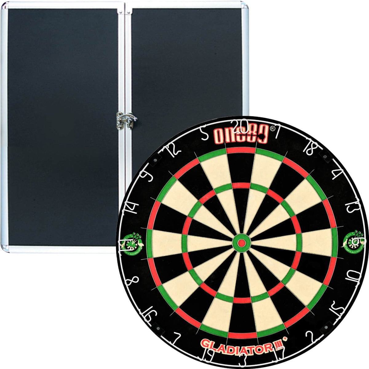 Cabinets &amp; Dartboards - Formula Sports - Aluminium Dartboard Cabinet &amp; Dartboard Bundle - Choose Your Board One80 - Gladiator 3+