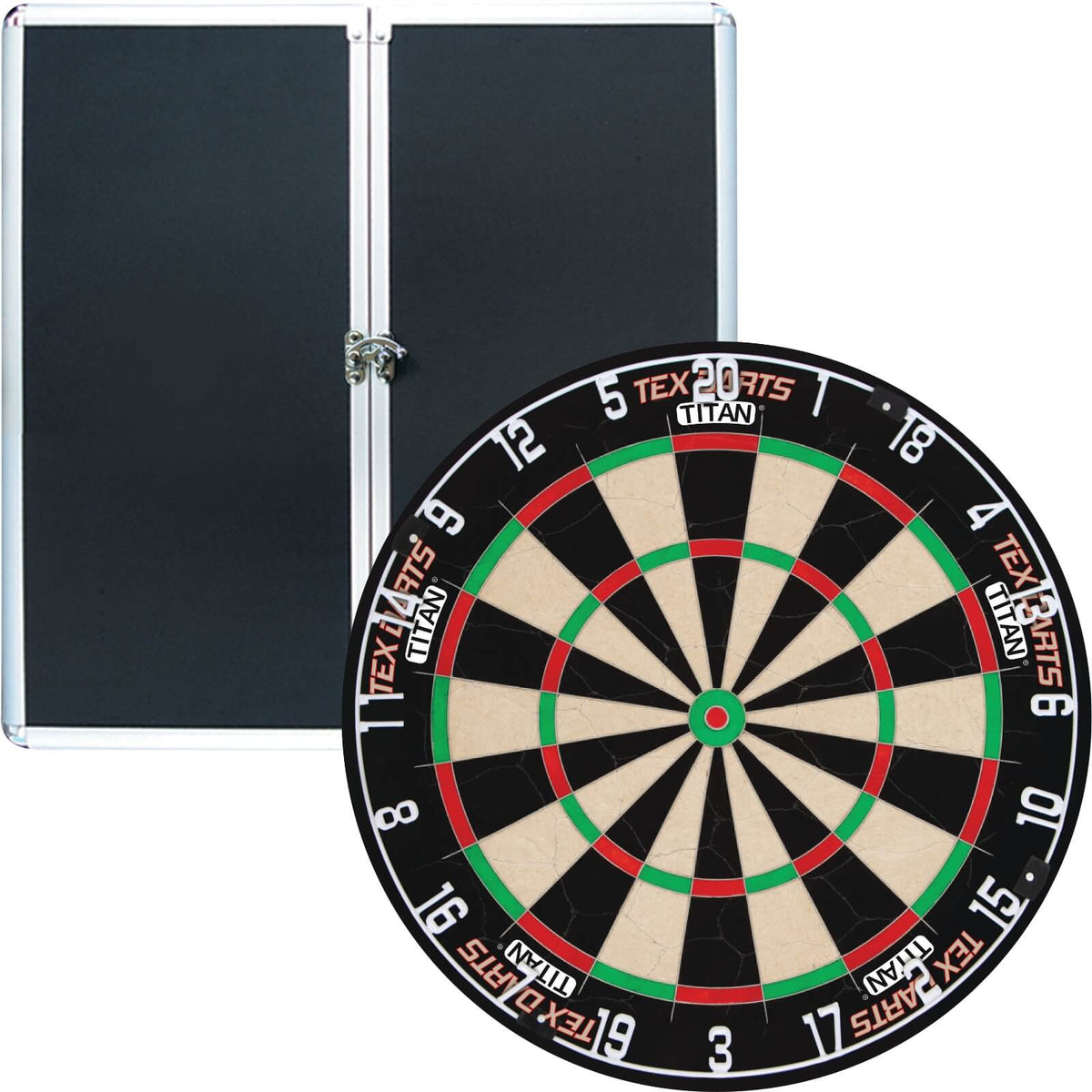 Cabinets &amp; Dartboards - Formula Sports - Aluminium Dartboard Cabinet &amp; Dartboard Bundle - Choose Your Board Tex Darts - Titan