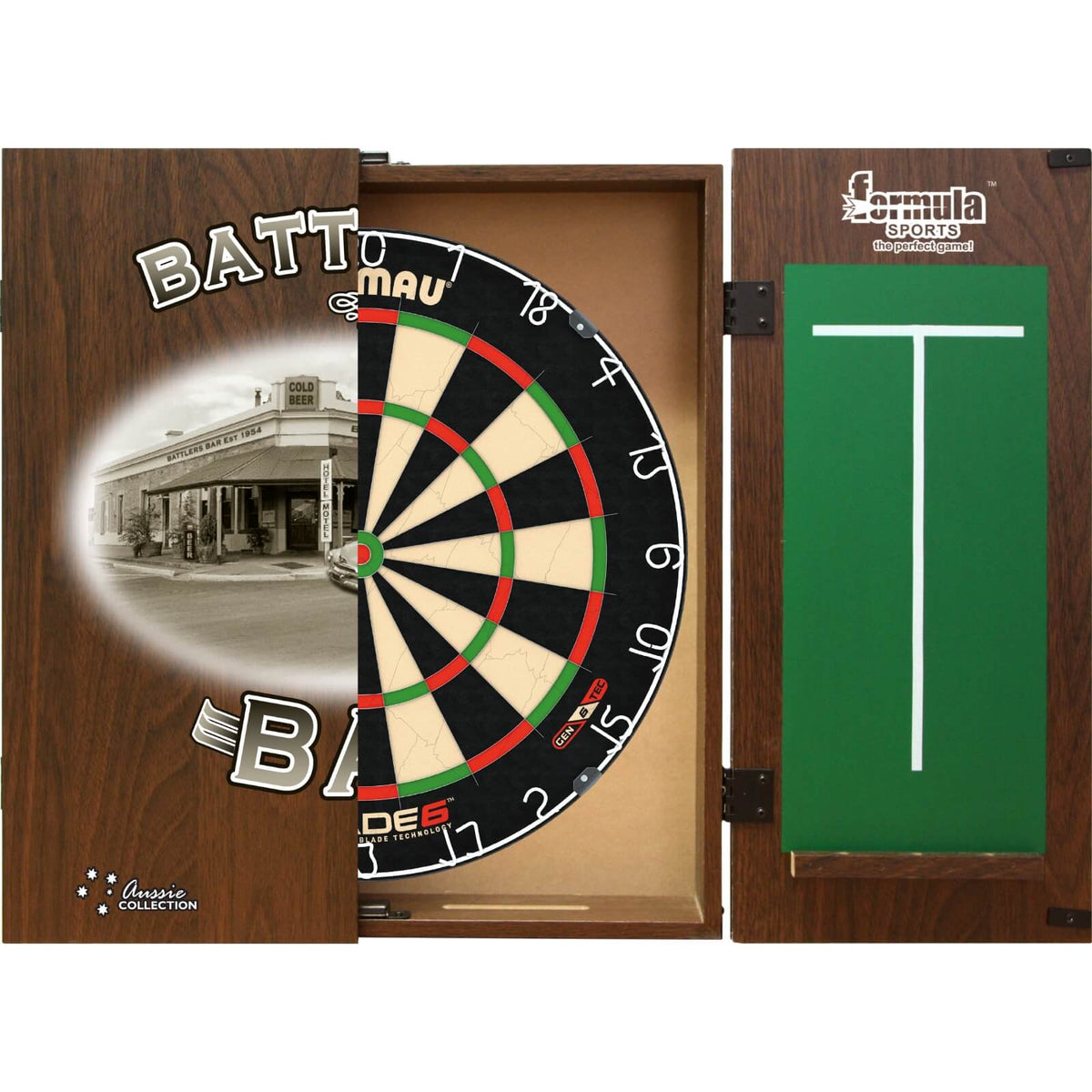 Cabinets &amp; Dartboards - Formula Sports - Battlers Bar Dartboard Cabinet &amp; Dartboard Bundle - Choose Your Board Winmau - Blade 6
