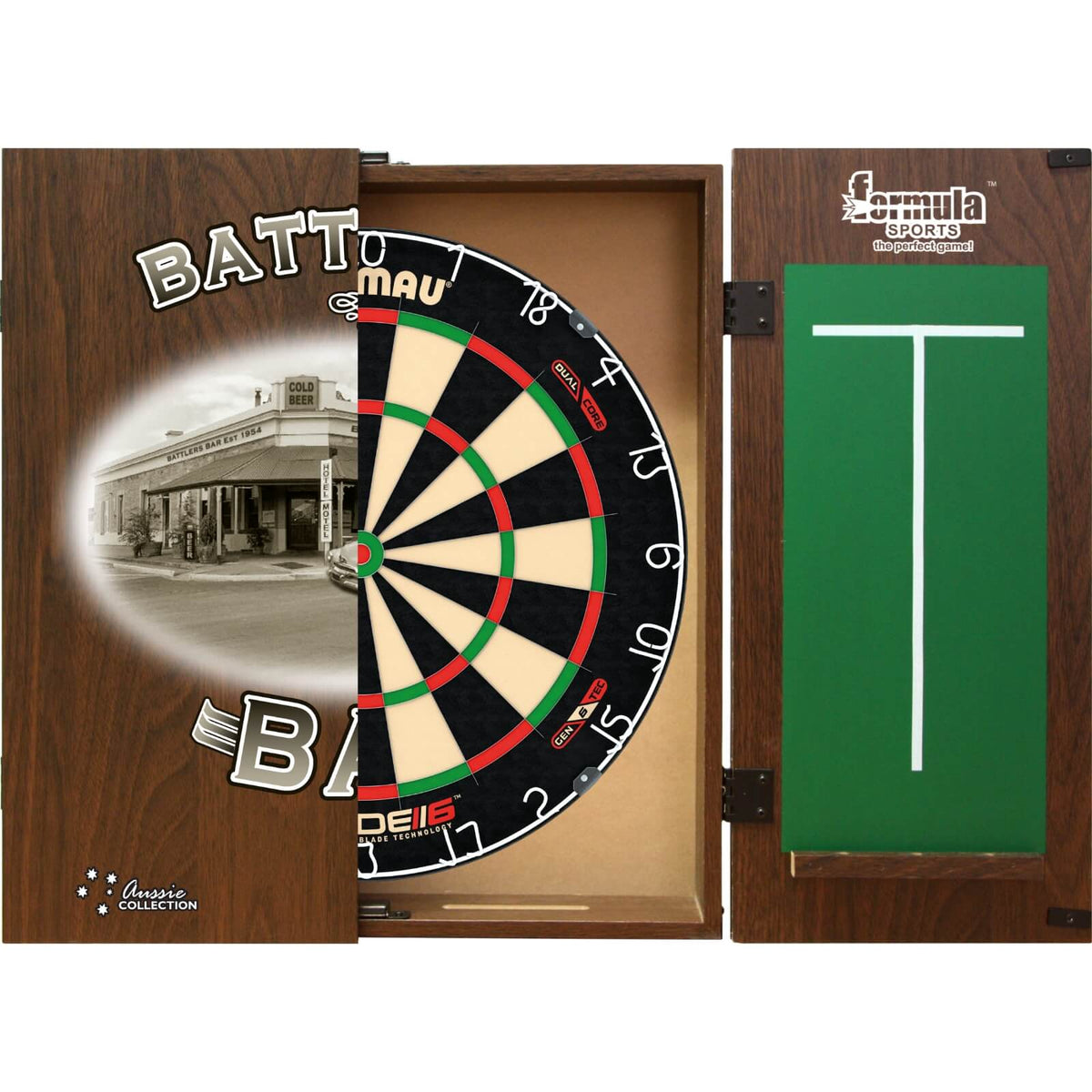 Cabinets &amp; Dartboards - Formula Sports - Battlers Bar Dartboard Cabinet &amp; Dartboard Bundle - Choose Your Board Winmau - Blade 6 Dual Core