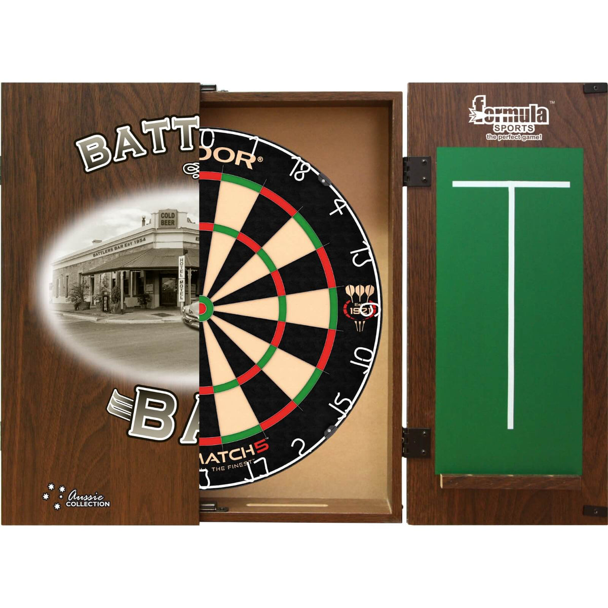 Cabinets &amp; Dartboards - Formula Sports - Battlers Bar Dartboard Cabinet &amp; Dartboard Bundle - Choose Your Board Nodor - Supamatch 5