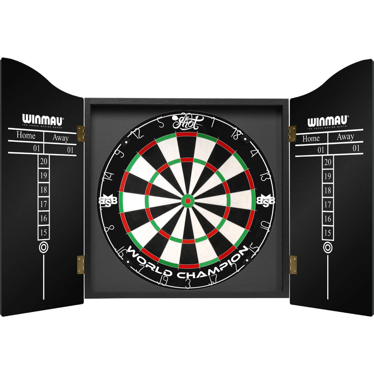 Cabinets &amp; Dartboards - Winmau - Blade 6 Dartboard Cabinet &amp; Dartboard Bundle - Choose Your Board Shot - Michael Smith