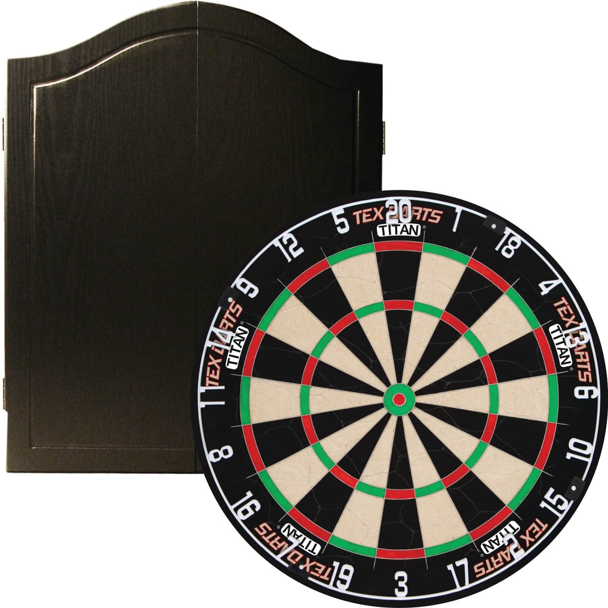 Cabinets &amp; Dartboards - One80 - Black Dartboard Cabinet &amp; Dartboard Bundle - Choose Your Board Tex Darts - Titan