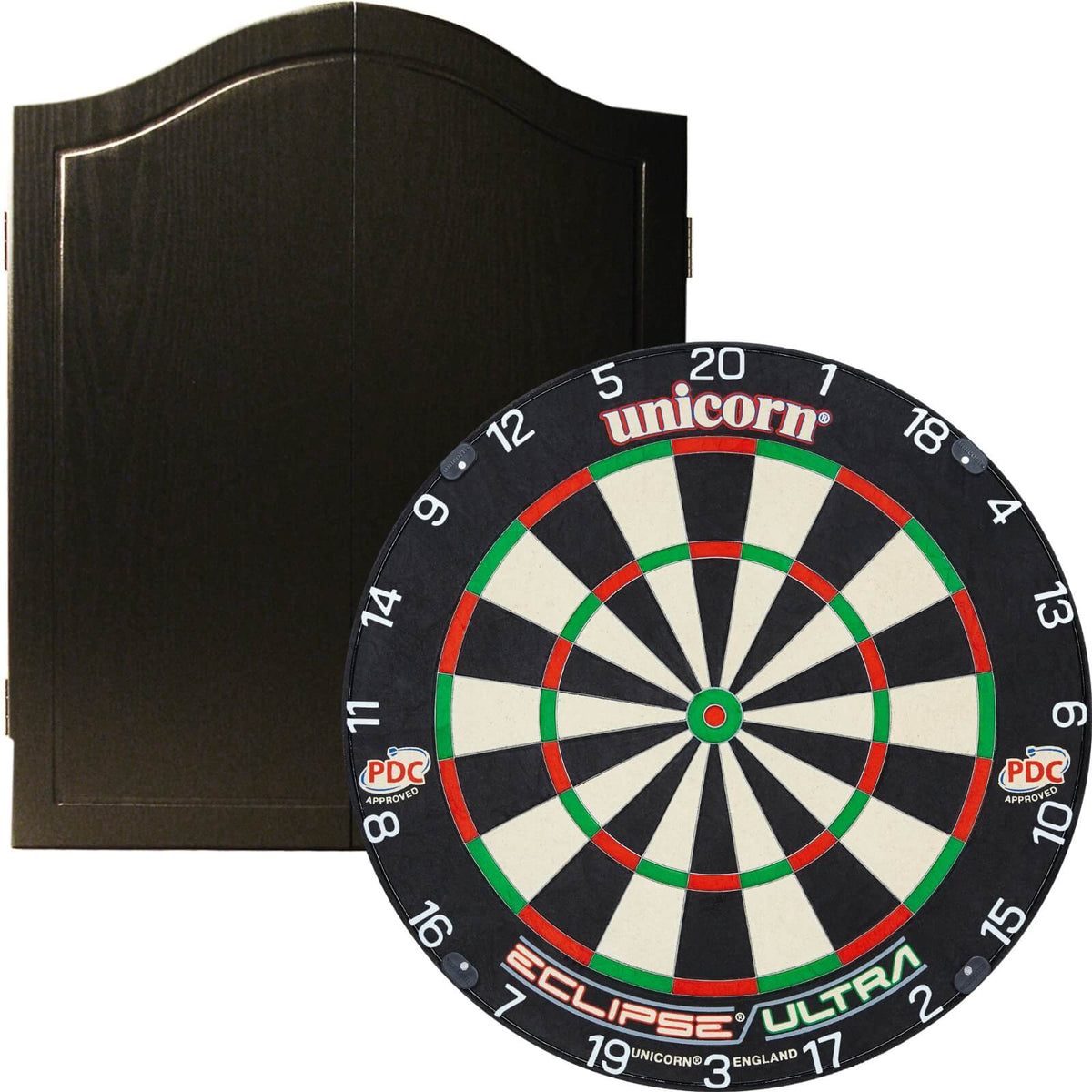 Cabinets &amp; Dartboards - One80 - Black Dartboard Cabinet &amp; Dartboard Bundle - Choose Your Board Unicorn - Eclipse Ultra