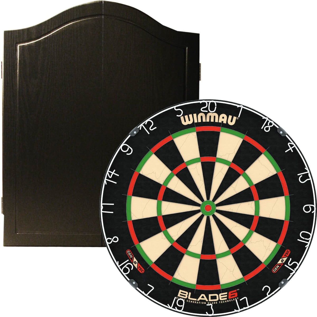 Cabinets &amp; Dartboards - One80 - Black Dartboard Cabinet &amp; Dartboard Bundle - Choose Your Board Winmau - Blade 6
