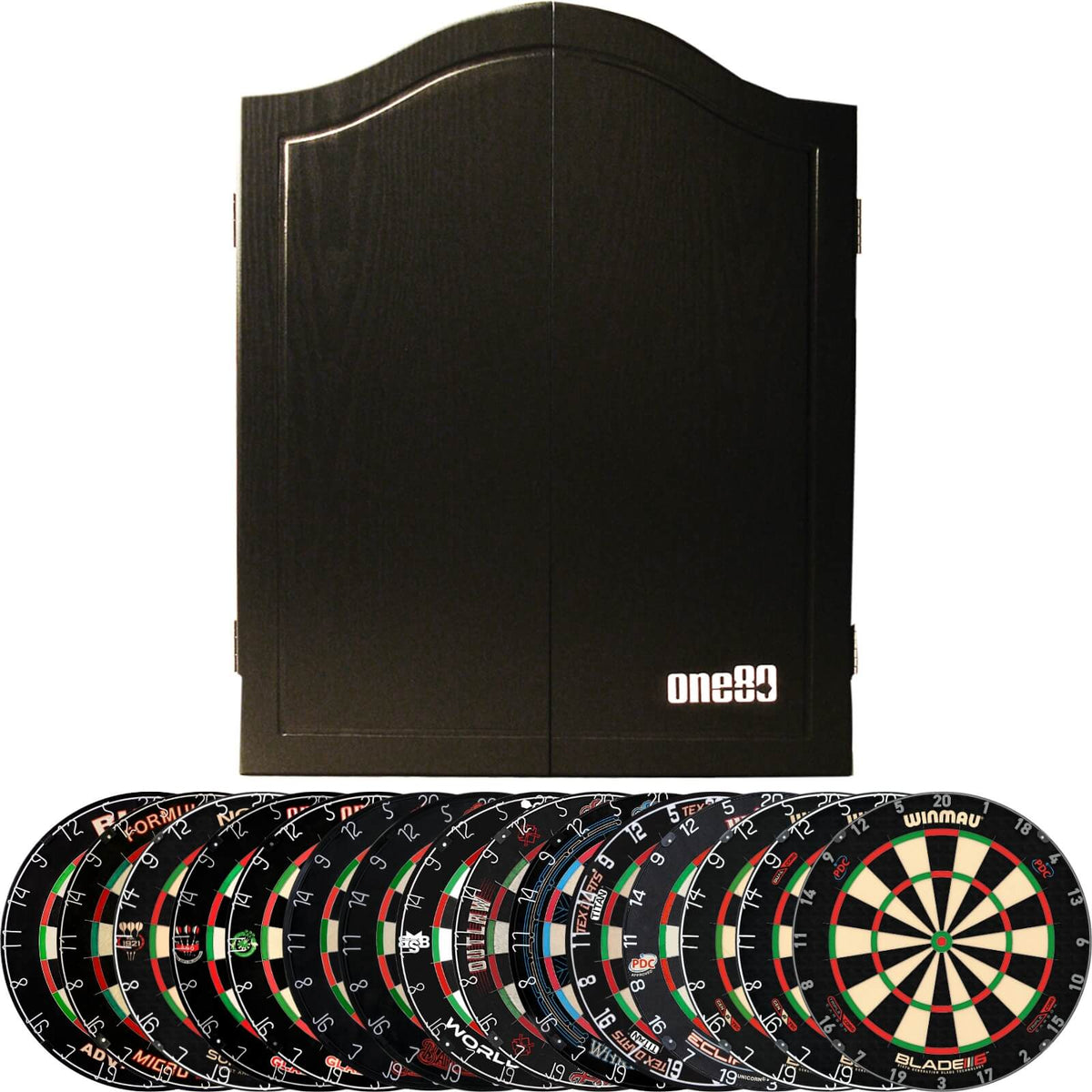 Cabinets &amp; Dartboards - One80 - Black Dartboard Cabinet &amp; Dartboard Bundle - Choose Your Board 