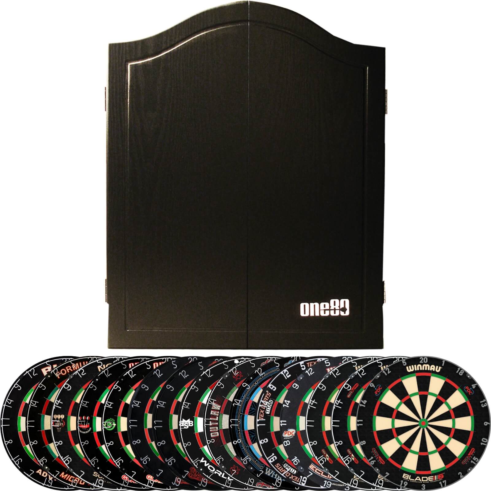 Cabinets & Dartboards - One80 - Black Dartboard Cabinet & Dartboard Bundle - Choose Your Board 