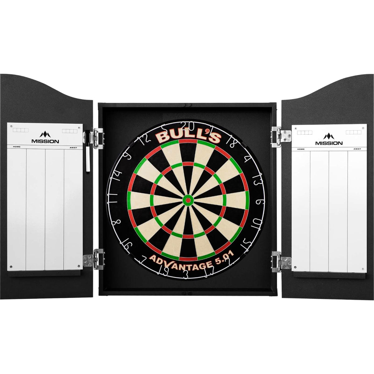 Cabinets &amp; Dartboards - Mission - Black Dartboard Cabinet &amp; Dartboard Bundle - Choose Your Board Bulls NL - Advantage 501