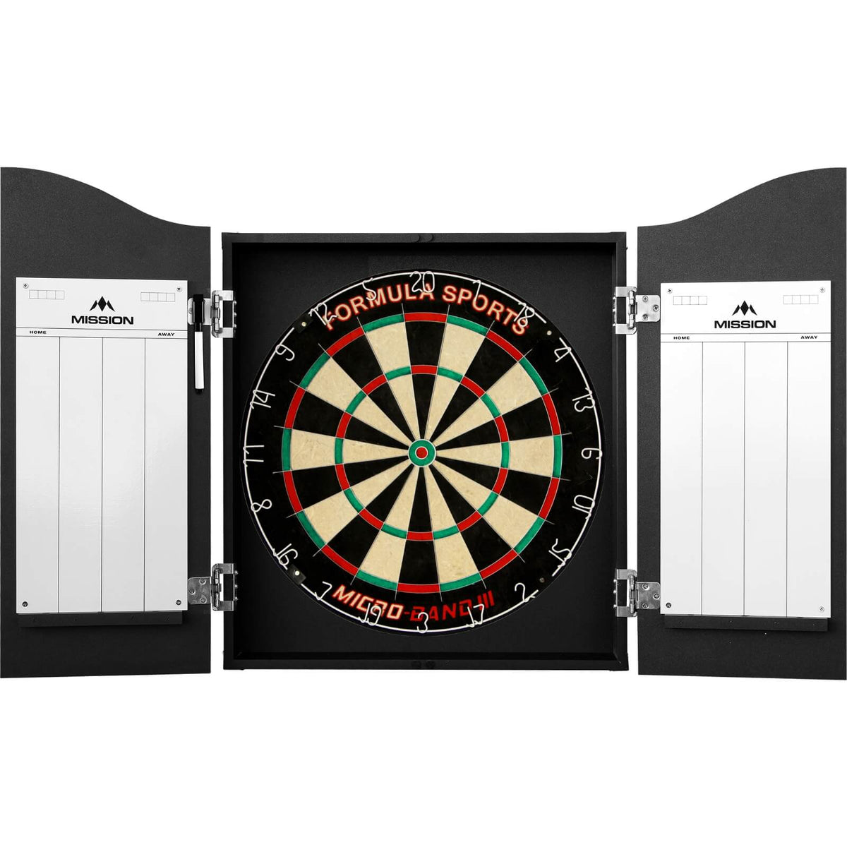 Cabinets &amp; Dartboards - Mission - Black Dartboard Cabinet &amp; Dartboard Bundle - Choose Your Board Formula Sports - Micro Band 3
