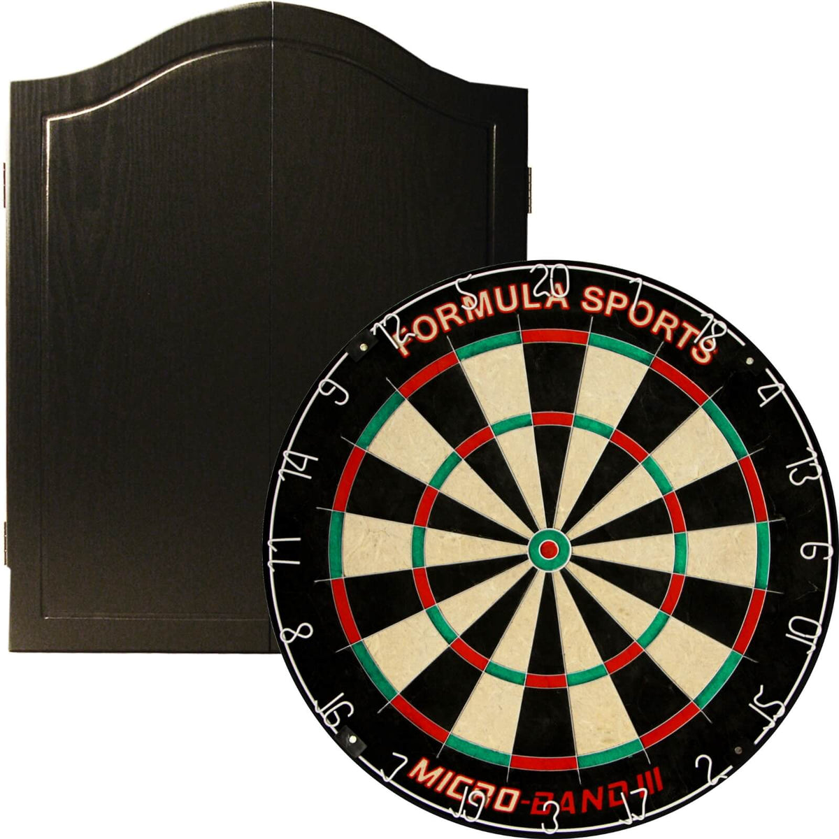 Cabinets &amp; Dartboards - One80 - Black Dartboard Cabinet &amp; Dartboard Bundle - Choose Your Board Formula Sports - Micro Band 3