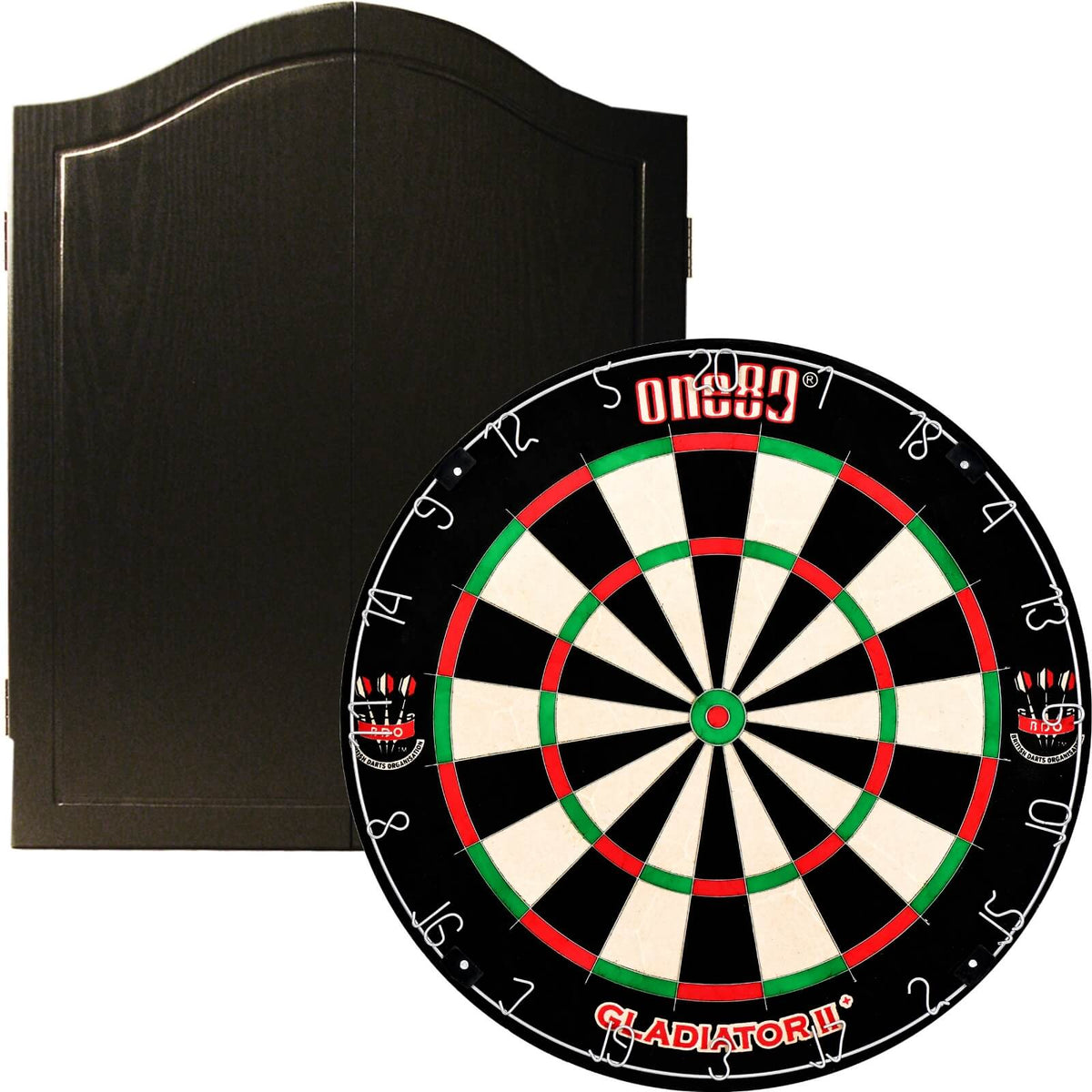 Cabinets &amp; Dartboards - One80 - Black Dartboard Cabinet &amp; Dartboard Bundle - Choose Your Board One80 - Gladiator 2+