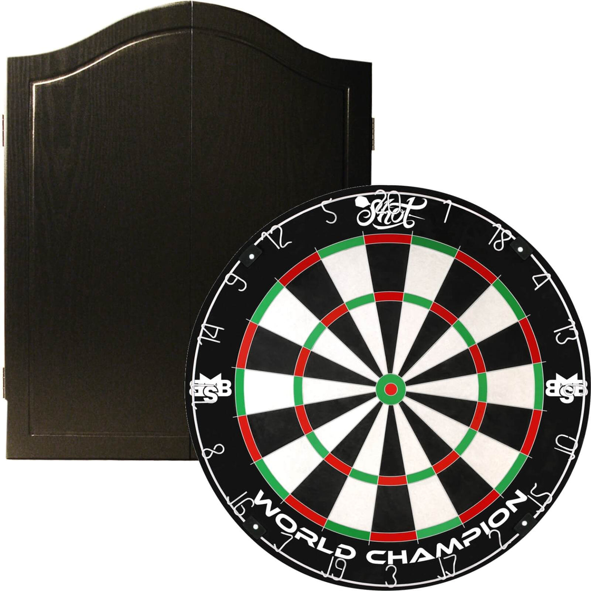 Cabinets &amp; Dartboards - One80 - Black Dartboard Cabinet &amp; Dartboard Bundle - Choose Your Board Shot - Michael Smith