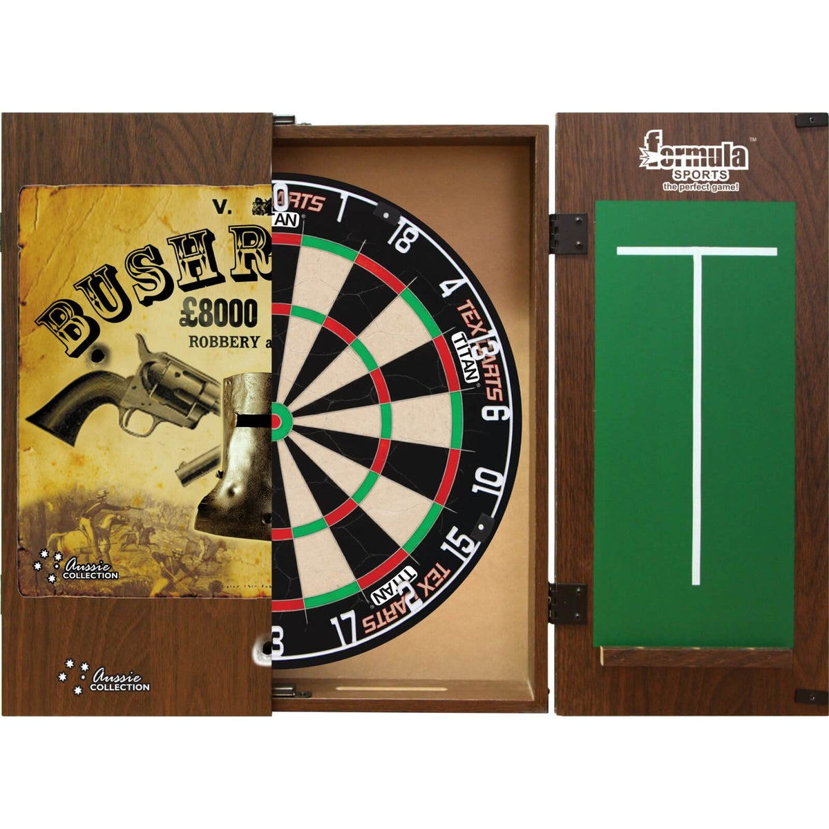 Cabinets &amp; Dartboards - Formula Sports - Bushranger Dartboard Cabinet &amp; Dartboard Bundle - Choose Your Board Tex Darts - Titan