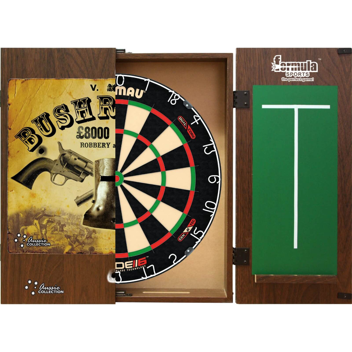 Cabinets &amp; Dartboards - Formula Sports - Bushranger Dartboard Cabinet &amp; Dartboard Bundle - Choose Your Board Winmau - Blade 6 Dual Core