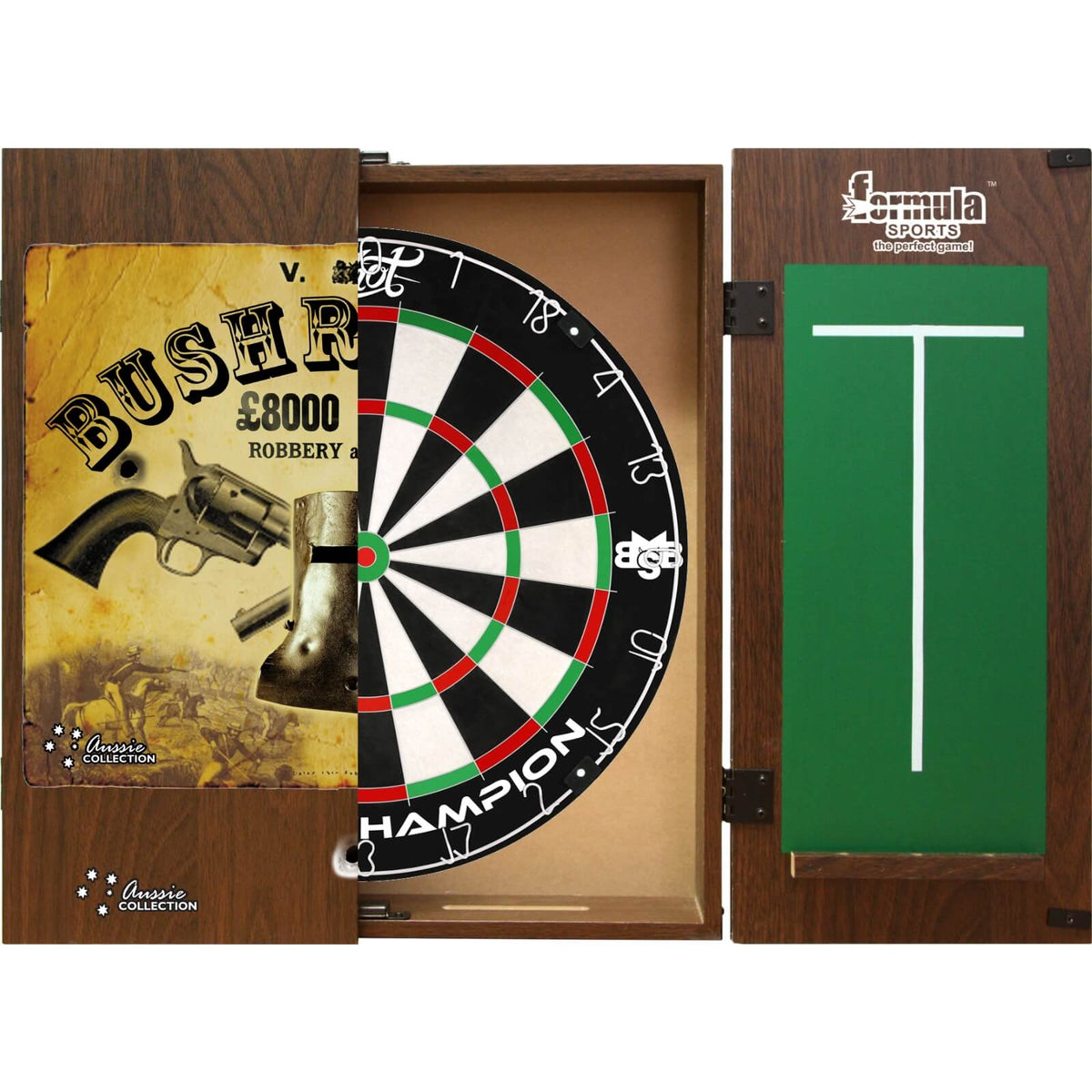 Cabinets &amp; Dartboards - Formula Sports - Bushranger Dartboard Cabinet &amp; Dartboard Bundle - Choose Your Board Shot - Michael Smith