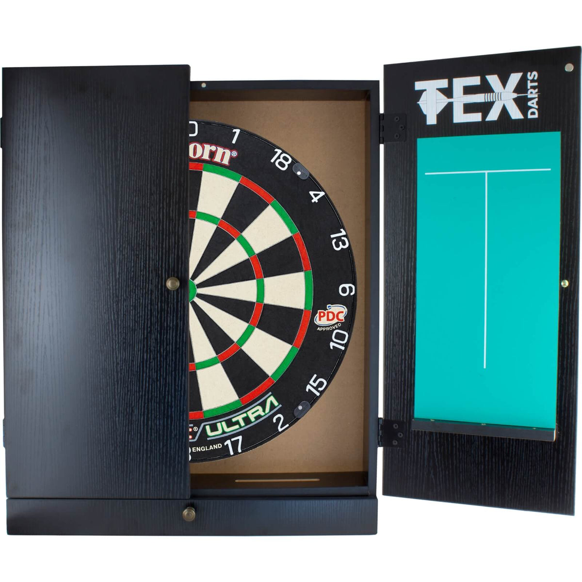 Cabinets &amp; Dartboards - Tex Darts - Black Dartboard Cabinet &amp; Dartboard Bundle - Choose Your Board Unicorn - Eclipse Ultra