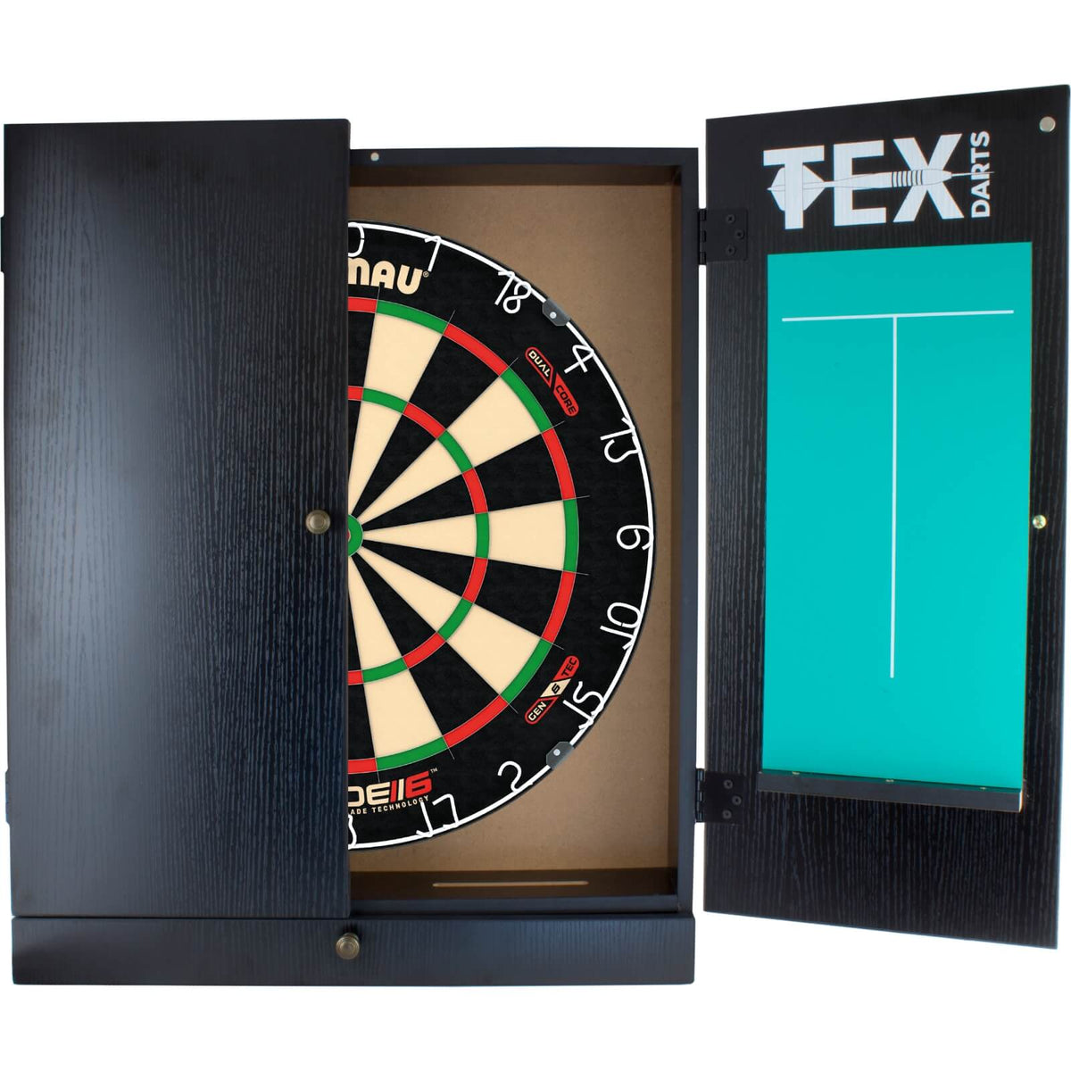 Cabinets &amp; Dartboards - Tex Darts - Black Dartboard Cabinet &amp; Dartboard Bundle - Choose Your Board Winmau - Blade 6 Dual Core