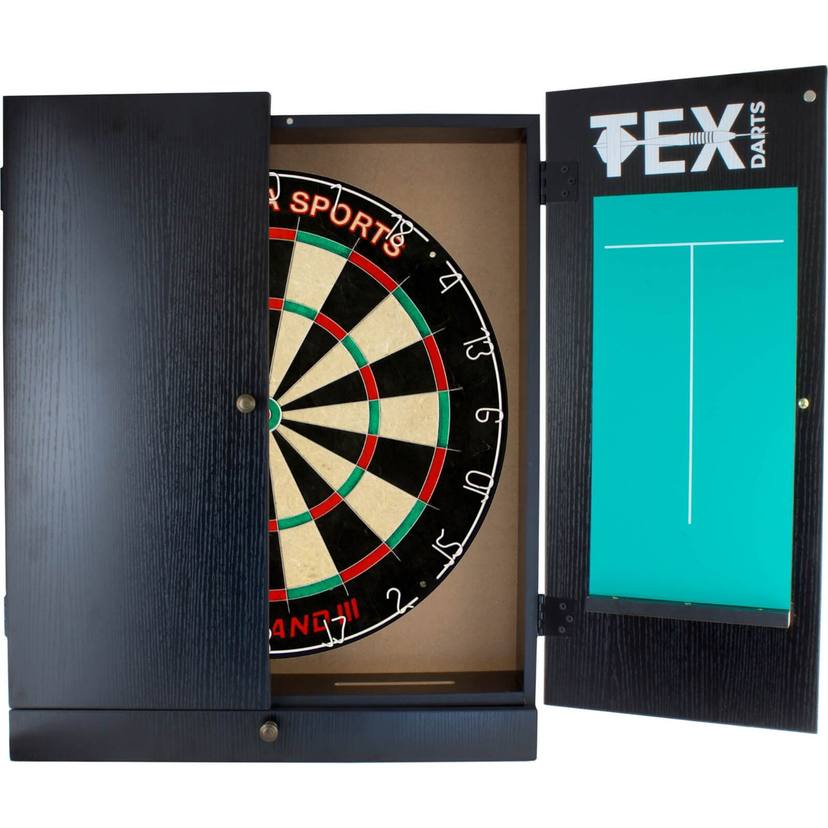 Cabinets &amp; Dartboards - Tex Darts - Black Dartboard Cabinet &amp; Dartboard Bundle - Choose Your Board Formula Sports - Micro Band 3