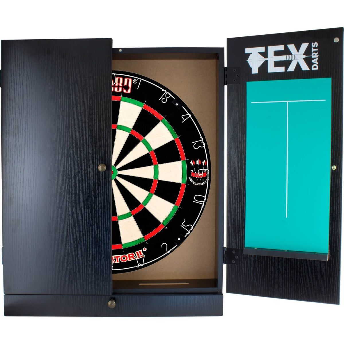 Cabinets &amp; Dartboards - Tex Darts - Black Dartboard Cabinet &amp; Dartboard Bundle - Choose Your Board One80 - Gladiator 2+
