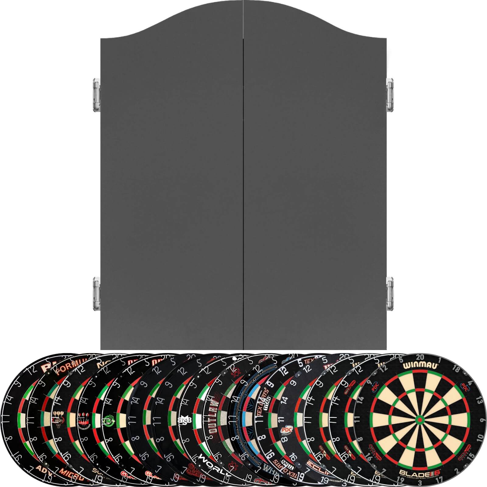 Cabinets & Dartboards - Mission - Grey Dartboard Cabinet & Dartboard Bundle - Choose Your Board 