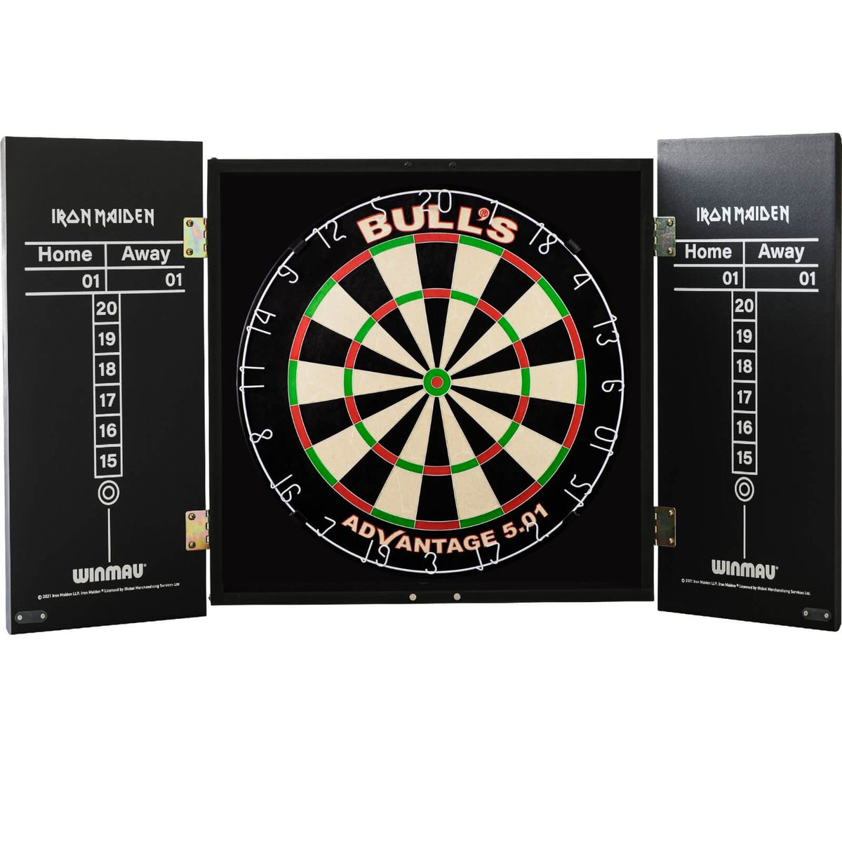 Cabinets &amp; Dartboards - Winmau - Iron Maiden The Trooper Dartboard Cabinet &amp; Dartboard Bundle - Choose Your Board Bulls NL - Advantage 501