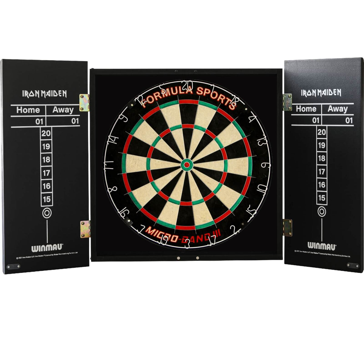 Cabinets &amp; Dartboards - Winmau - Iron Maiden The Trooper Dartboard Cabinet &amp; Dartboard Bundle - Choose Your Board Formula Sports - Micro Band 3