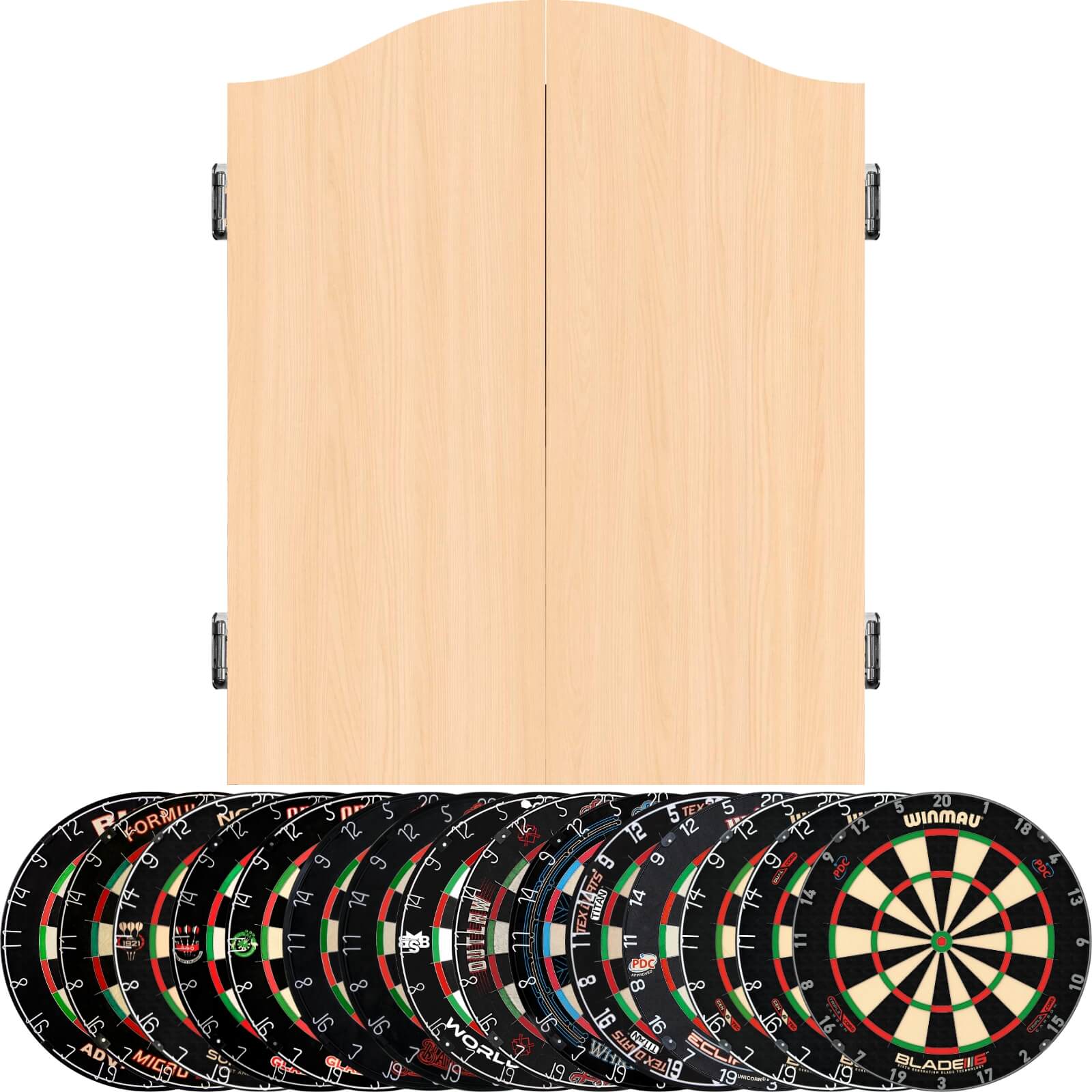 Cabinets & Dartboards - Mission - Light Oak Dartboard Cabinet & Dartboard Bundle - Choose Your Board 