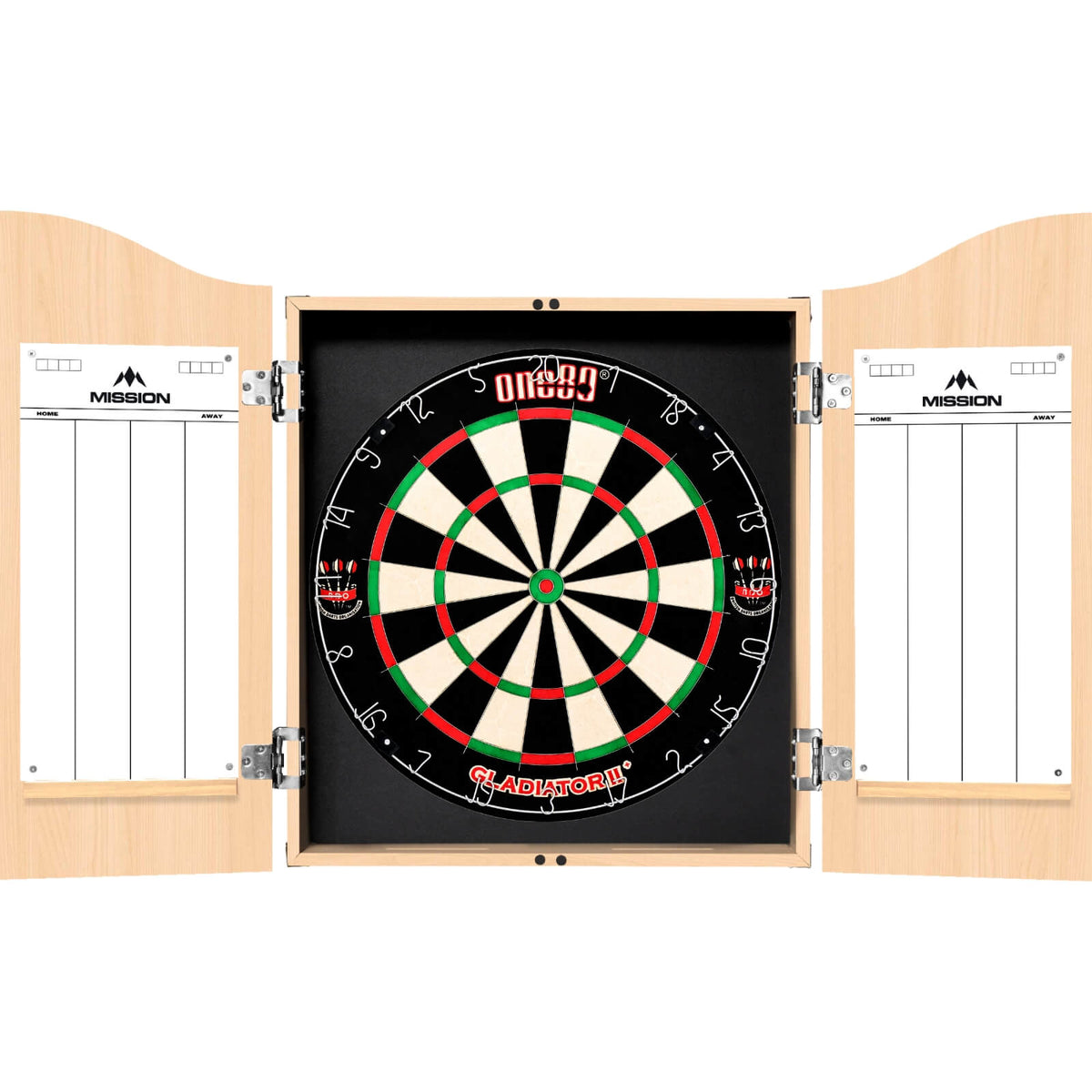 Cabinets &amp; Dartboards - Mission - Light Oak Dartboard Cabinet &amp; Dartboard Bundle - Choose Your Board One80 - Gladiator 2+