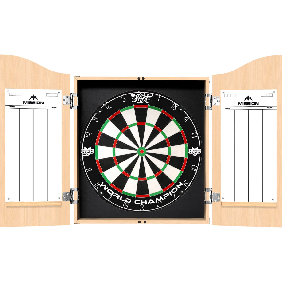 Cabinets &amp; Dartboards - Mission - Light Oak Dartboard Cabinet &amp; Dartboard Bundle - Choose Your Board Shot - Michael Smith
