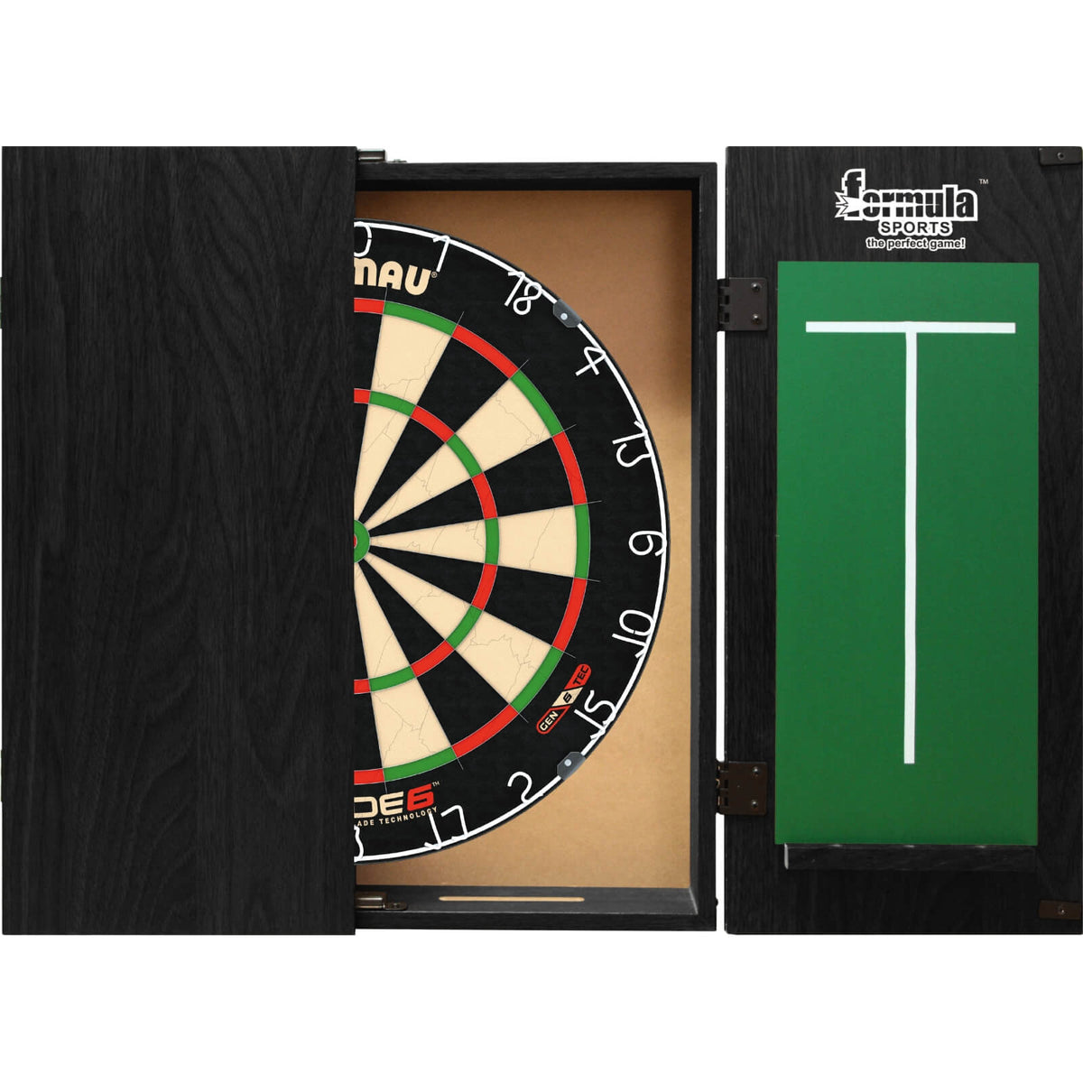Cabinets &amp; Dartboards - Formula Sports - Black Dartboard Cabinet &amp; Dartboard Bundle - Choose Your Board Winmau - Blade 6