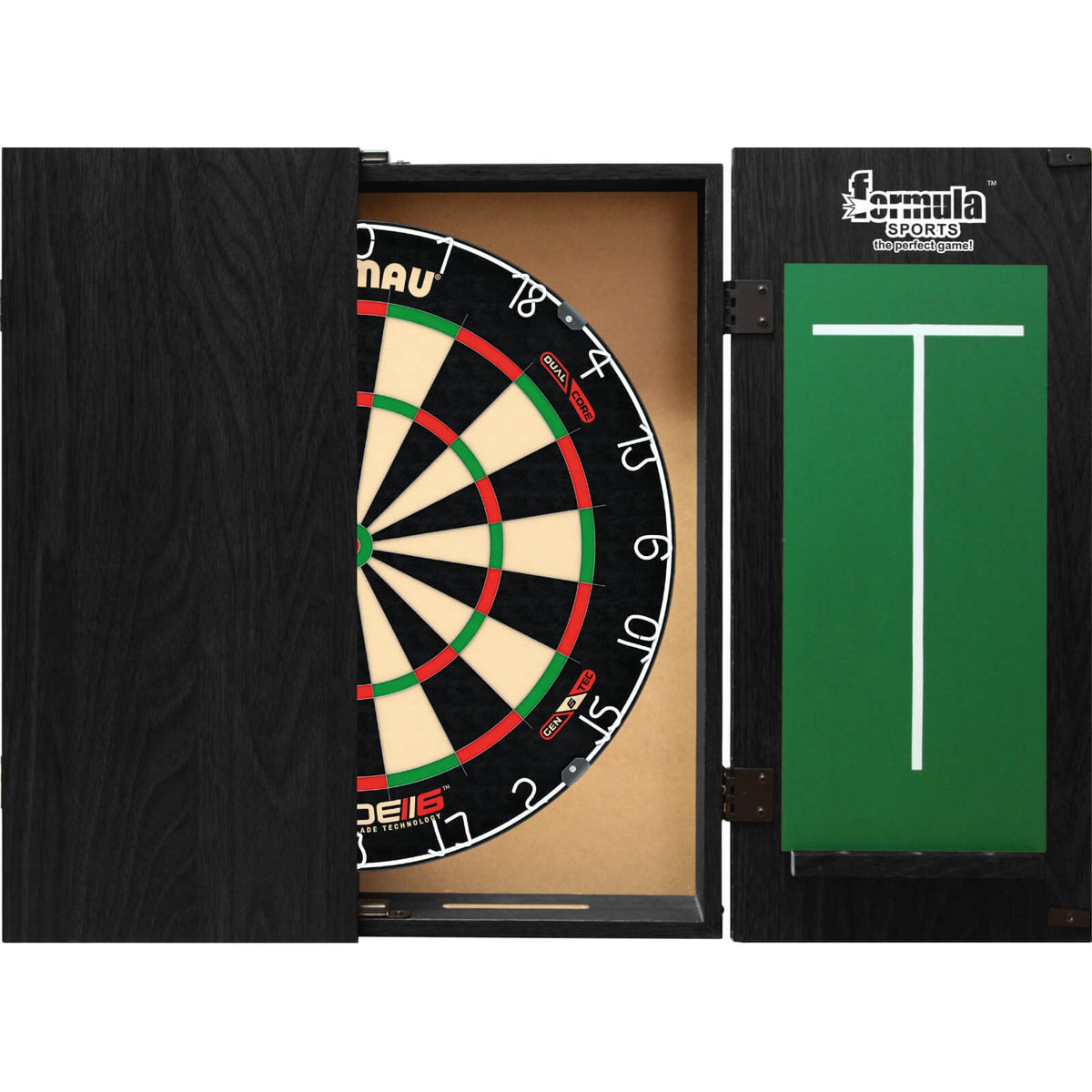 Cabinets &amp; Dartboards - Formula Sports - Black Dartboard Cabinet &amp; Dartboard Bundle - Choose Your Board Winmau - Blade 6 Dual Core