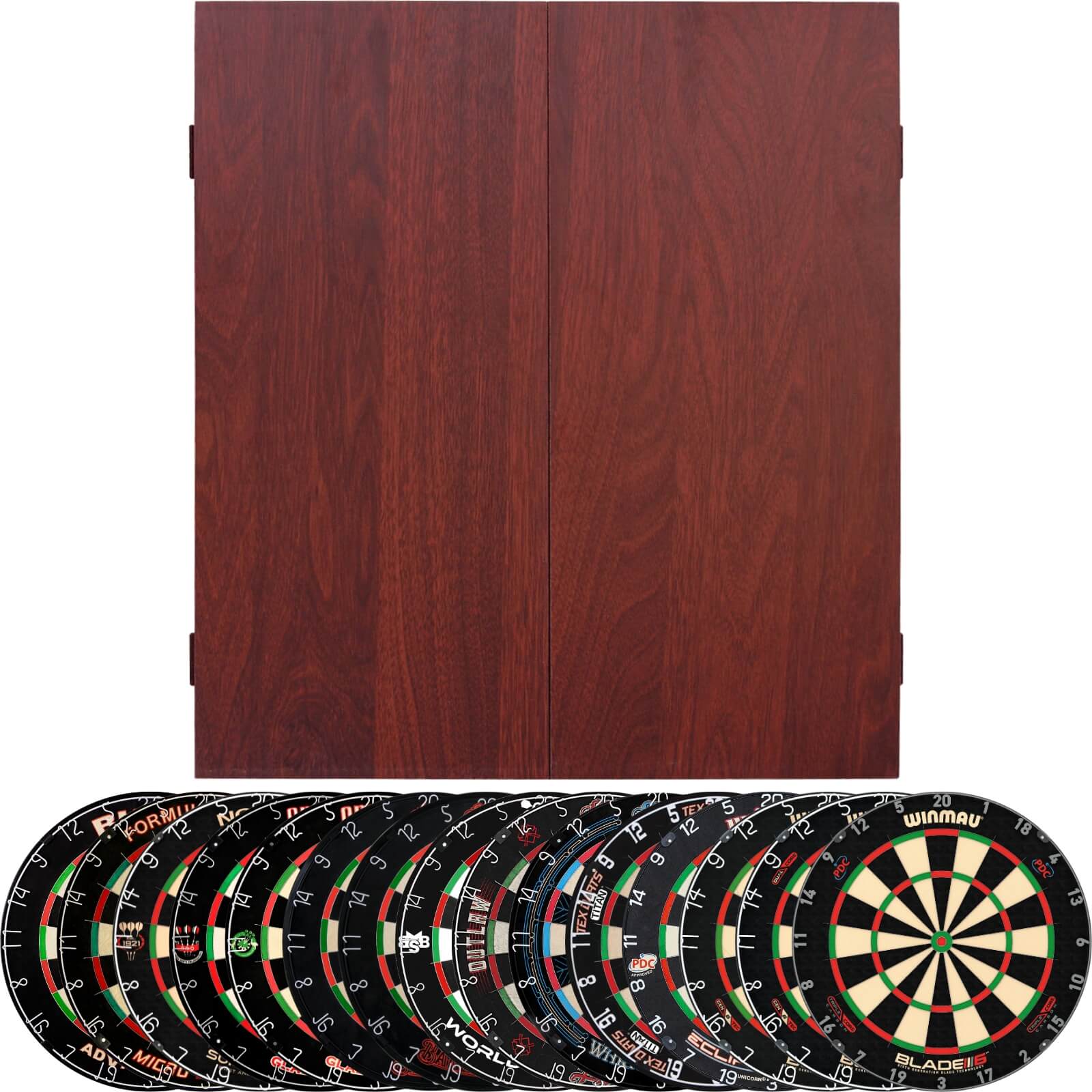 Cabinets & Dartboards - Formula Sports - Mahogany Dartboard Cabinet & Dartboard Bundle - Choose Your Board 