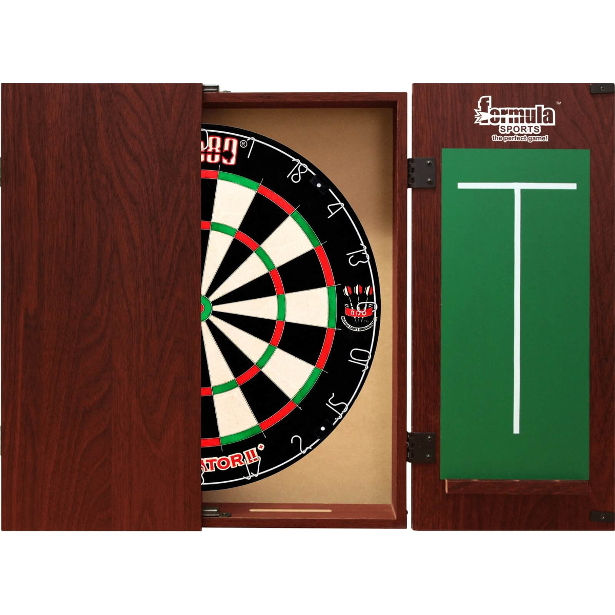 Cabinets &amp; Dartboards - Formula Sports - Mahogany Dartboard Cabinet &amp; Dartboard Bundle - Choose Your Board One80 - Gladiator 2+