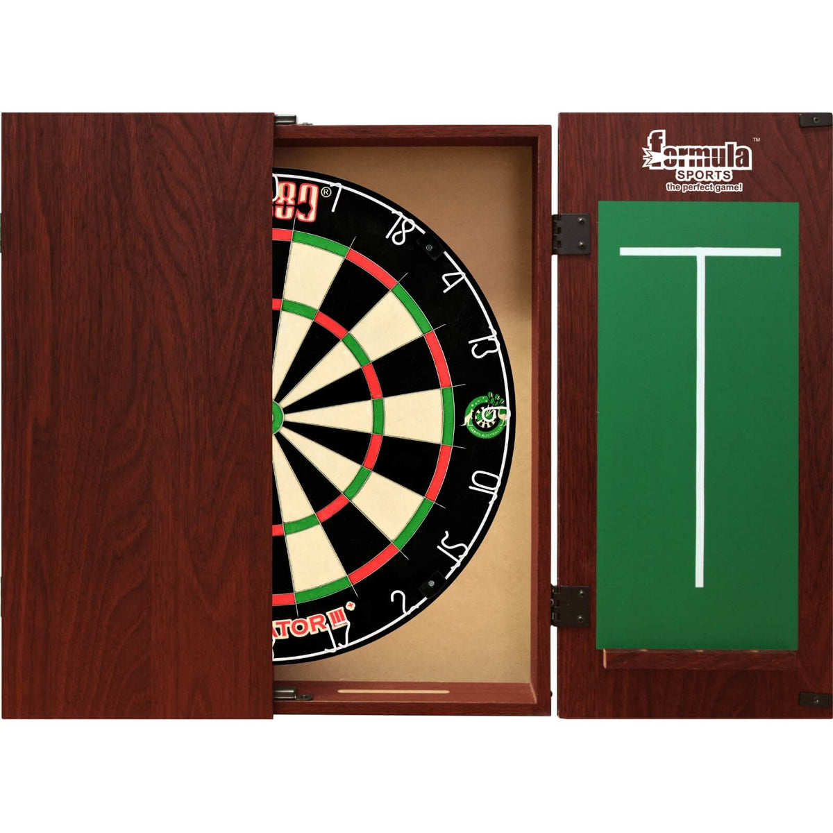 Cabinets &amp; Dartboards - Formula Sports - Mahogany Dartboard Cabinet &amp; Dartboard Bundle - Choose Your Board One80 - Gladiator 3+