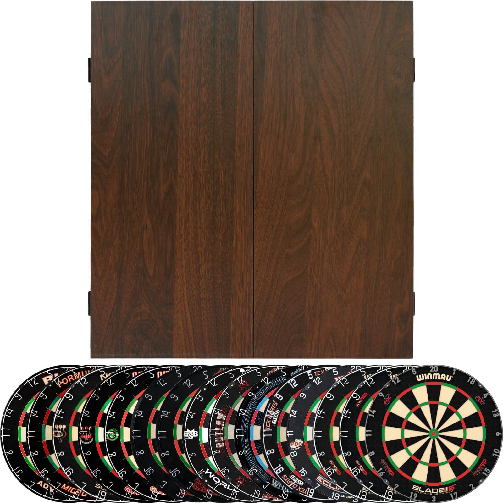 Cabinets & Dartboards - Formula Sports - Walnut Dartboard Cabinet & Dartboard Bundle - Choose Your Board 