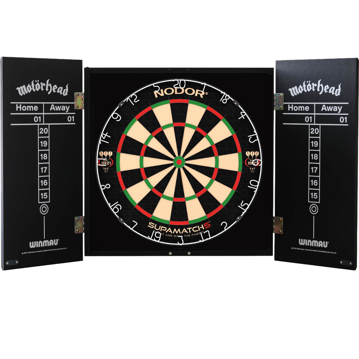 Cabinets &amp; Dartboards - Winmau - Motorhead Ace of Spades Dartboard Cabinet &amp; Dartboard Bundle - Choose Your Board Nodor - Supamatch 5