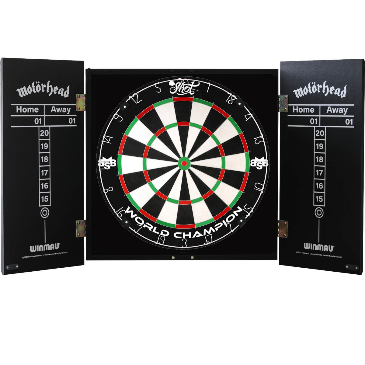Cabinets &amp; Dartboards - Winmau - Motorhead Ace of Spades Dartboard Cabinet &amp; Dartboard Bundle - Choose Your Board Shot - Michael Smith