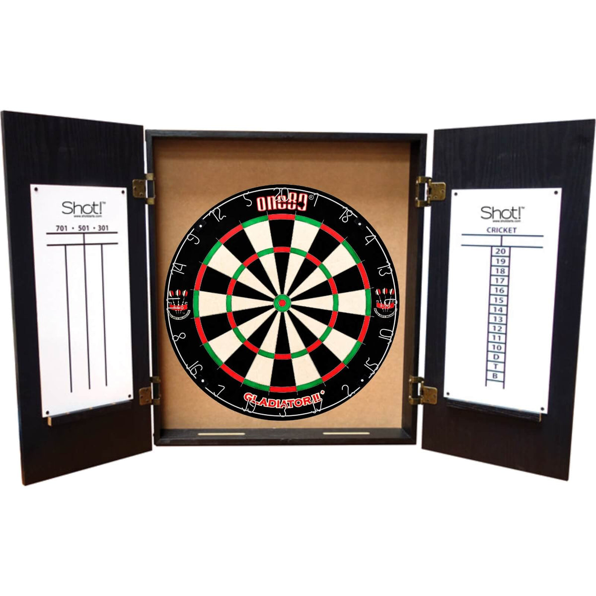 Cabinets &amp; Dartboards - Shot - Quantum Dartboard Cabinet &amp; Dartboard Bundle - Choose Your Board One80 - Gladiator 2+