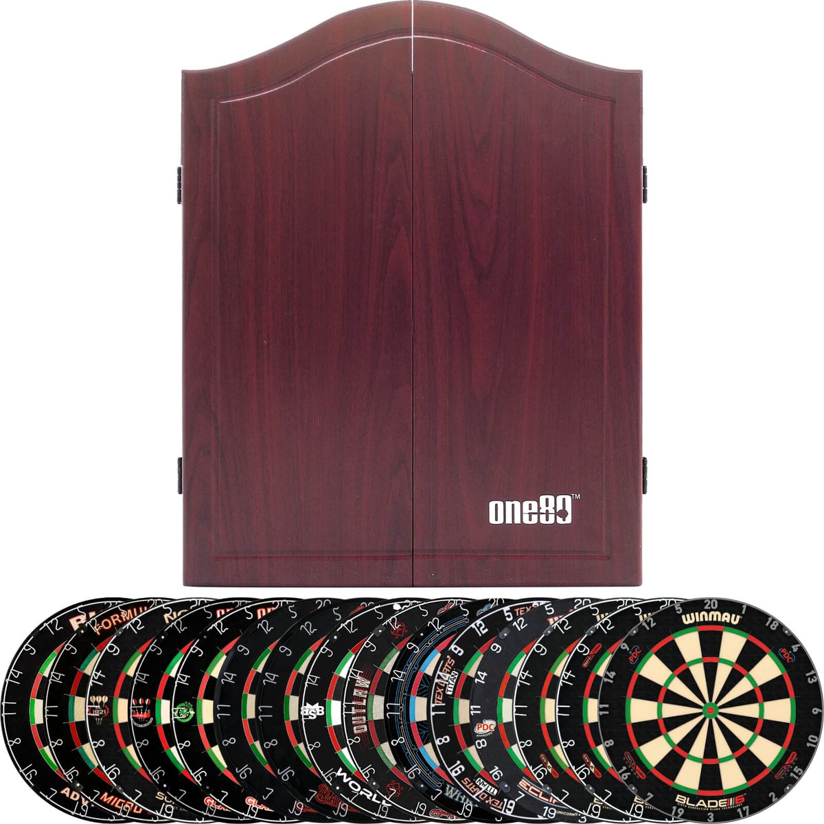Cabinets &amp; Dartboards - One80 - Rosewood Dartboard Cabinet &amp; Dartboard Bundle - Choose Your Board 