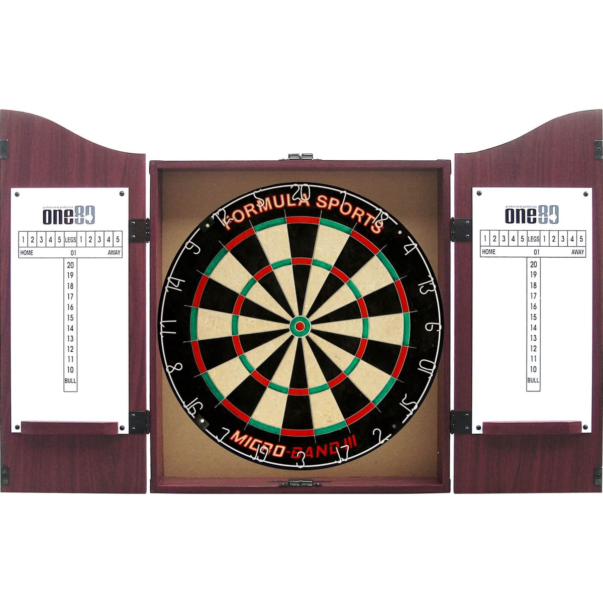 Cabinets &amp; Dartboards - One80 - Rosewood Dartboard Cabinet &amp; Dartboard Bundle - Choose Your Board Formula Sports - Micro Band 3