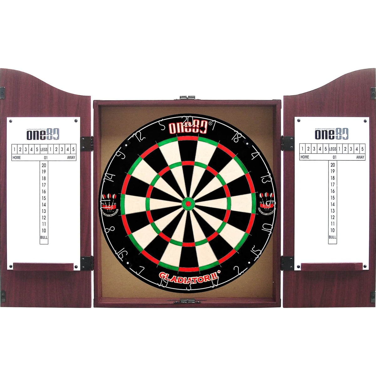 Cabinets &amp; Dartboards - One80 - Rosewood Dartboard Cabinet &amp; Dartboard Bundle - Choose Your Board One80 - Gladiator 2+